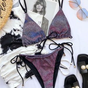 Purple iridescent bikini set